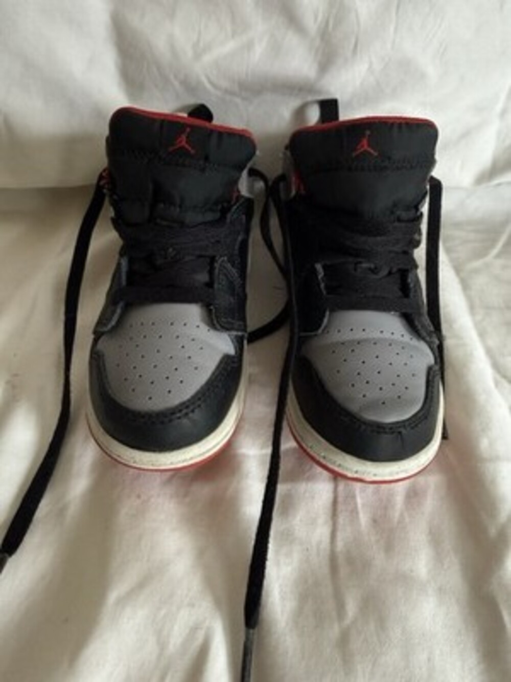 Nike Air Jordan 1 Mid Toddler Shoes Black Grey Red Size 10C